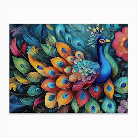 Colorful Peacock 11 Canvas Print