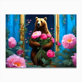 Bear With Roses Canvas Print