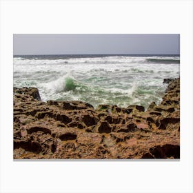 Rocky Beach At Dusk. Beautiful natural landscape. Canvas Print