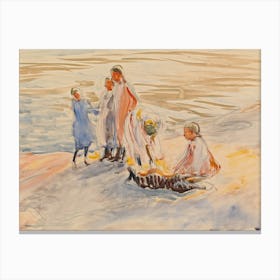 Girls On The Shore, 1910 By Magnus Enckell Canvas Print