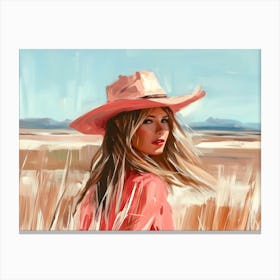 Girl In Pink Hat Canvas Print