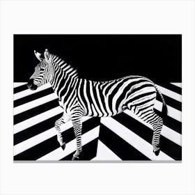 Optical Illusion Capturing A Zebra Curved Stance Head Tilting Towards Top Right Corner Striking A Canvas Print