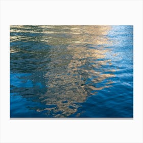 Golden-yellow reflections in blue sea water 1 Canvas Print