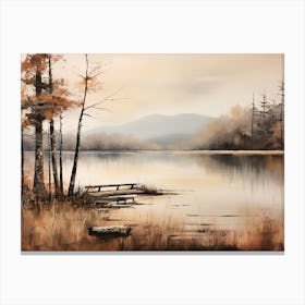 A Painting Of A Lake In Autumn 12 Canvas Print
