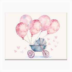 Baby Carriage With Balloons Kids and Nursery Canvas Print