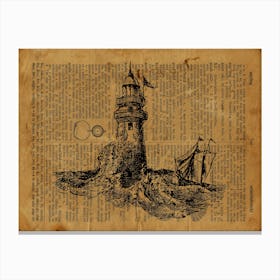 Lighthouse And Boat Canvas Print