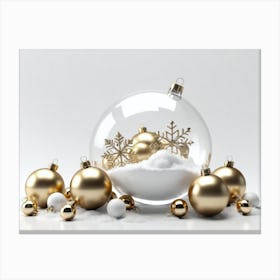 Christmas Ornaments, white gold globes Canvas Print