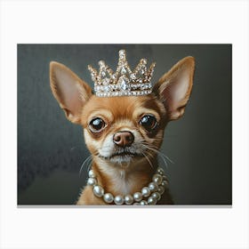 Chihuahua In Crown And Pearls 1 Stampe su tela