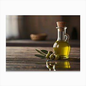 Olive Oil In Bottles Canvas Print