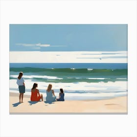 Family At The Beach 1 Canvas Print