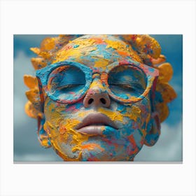 Psychedelic Portrait: Vibrant Expressions in Liquid Emulsion Girl With Paint On Her Face Canvas Print