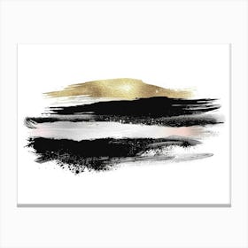 Black And Gold Brush Strokes 26 Canvas Print