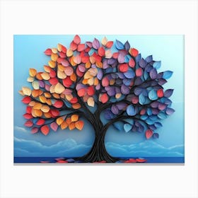 Colorful Tree With Leaves On Hanging Branches 19 Canvas Print