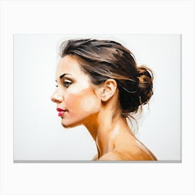 Side Profile Of Beautiful Woman Oil Painting 26 Canvas Print