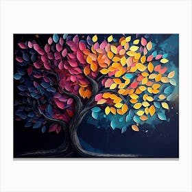 Tree In The Night Painting Canvas Print