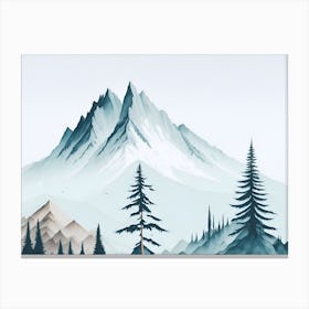 Mountain And Forest In Minimalist Watercolor Horizontal Composition 122 Canvas Print