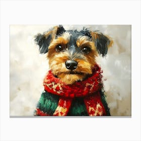 Airedale In Christmas Sweater 10 Canvas Print