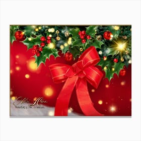 A Festive Christmas Greeting Symbolically Displayed Featuring Holly Fresh And Fiery Red Leaves Br (4) Canvas Print