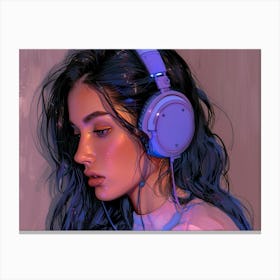 Girl Listening To Music 3 Canvas Print