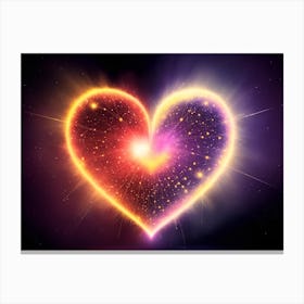 A Colorful Glowing Heart On A Dark Background Horizontal Composition Canvas Print