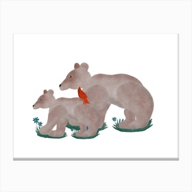 Woodland Mom Baby Bear Canvas Print