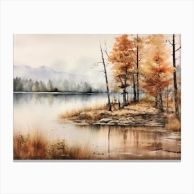 A Painting Of A Lake In Autumn 80 Canvas Print