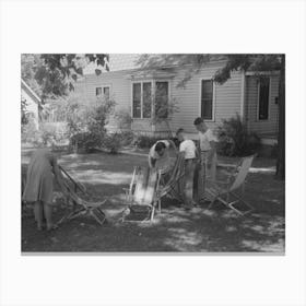 Caldwell, Idaho, Putting The Deck Chairs Out On The Shady Lawn By Russell Lee Canvas Print