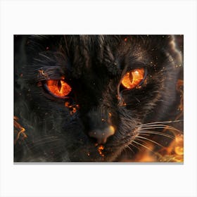 Black Cat In Flames Canvas Print