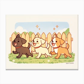 Three Dogs In The Yard Canvas Print