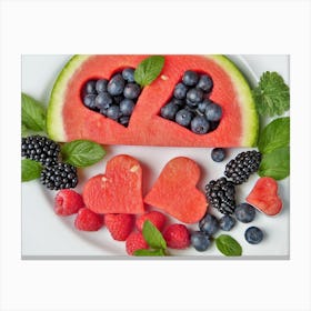 Heart Shaped Watermelon Canvas Print