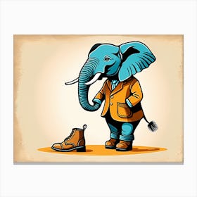 Elephant Wearing Boots, Whimsical Art, 1124 Canvas Print