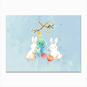 Christmas Bunnies Canvas Print