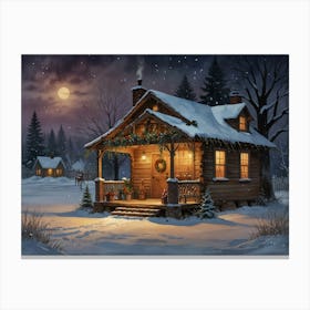 Cabin In The Snow 1 Canvas Print