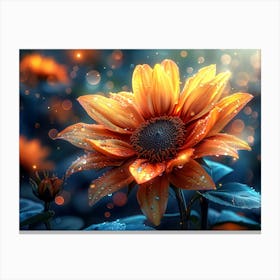 Sunflower In The Rain 1 Canvas Print