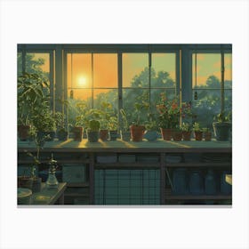Sunset in Kitchen Canvas Print