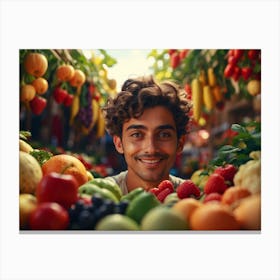 Portrait Of A Young Man In A Market Canvas Print