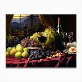 Wine And Grapes Canvas Print