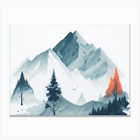 Mountain And Forest In Minimalist Watercolor Horizontal Composition 223 Canvas Print