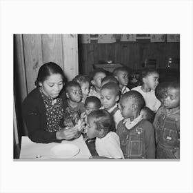 Children In Nursery School Getting Cod Liver Oil, Lakeview Project, Arkansas By Russell Lee Canvas Print