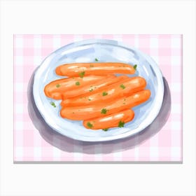 A Plate Of Carrots, Top View Food Illustration, Landscape 1 Canvas Print