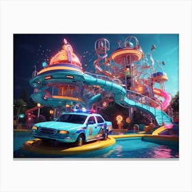 Absolute Reality V16 A Vibrant Aqua Playground With A Winding 2 Canvas Print