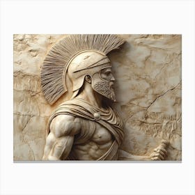 3d Relief Of An Ancient Greek Warrior 1 Canvas Print