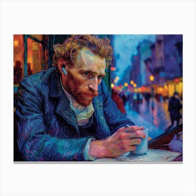 Cafe Conversations with Vincent: Van Gogh's Digital Espresso Canvas Print