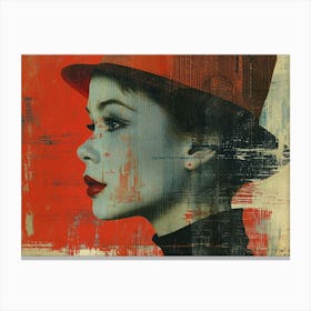 Typographic Illusions in Surreal Frames: Portrait Of A Woman Canvas Print