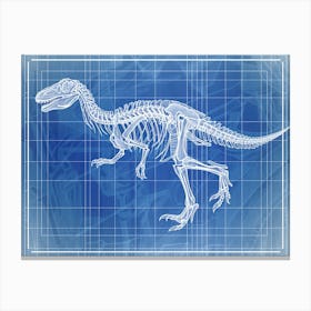 Oviraptor Skeleton Hand Drawn Blueprint 1 Canvas Print