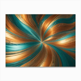 Abstract Swirling Pattern With A Hypnotic Effect, Featuring Teal And Gold Colors Canvas Print