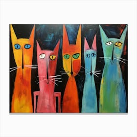 Diktorrr The Four Cats Acrylic Painting In The Style Of Chromat E6e9d370 80b5 44a8 Bcf7 Da8bb182b96f Topaz Enhance Canvas Print