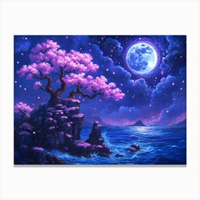 Moonlight Over The Ocean 3 Canvas Print