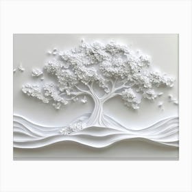 3d Relief White Tree 5 Canvas Print