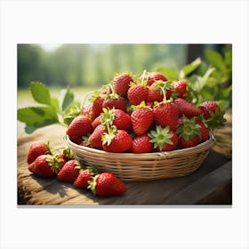 Strawberries In A Basket 3 Canvas Print